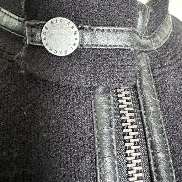 Armani Exchange Zip-up Bomber Silhouette Mock Neck Sweater w/Leather Trim Sz L - Picture 8 of 9